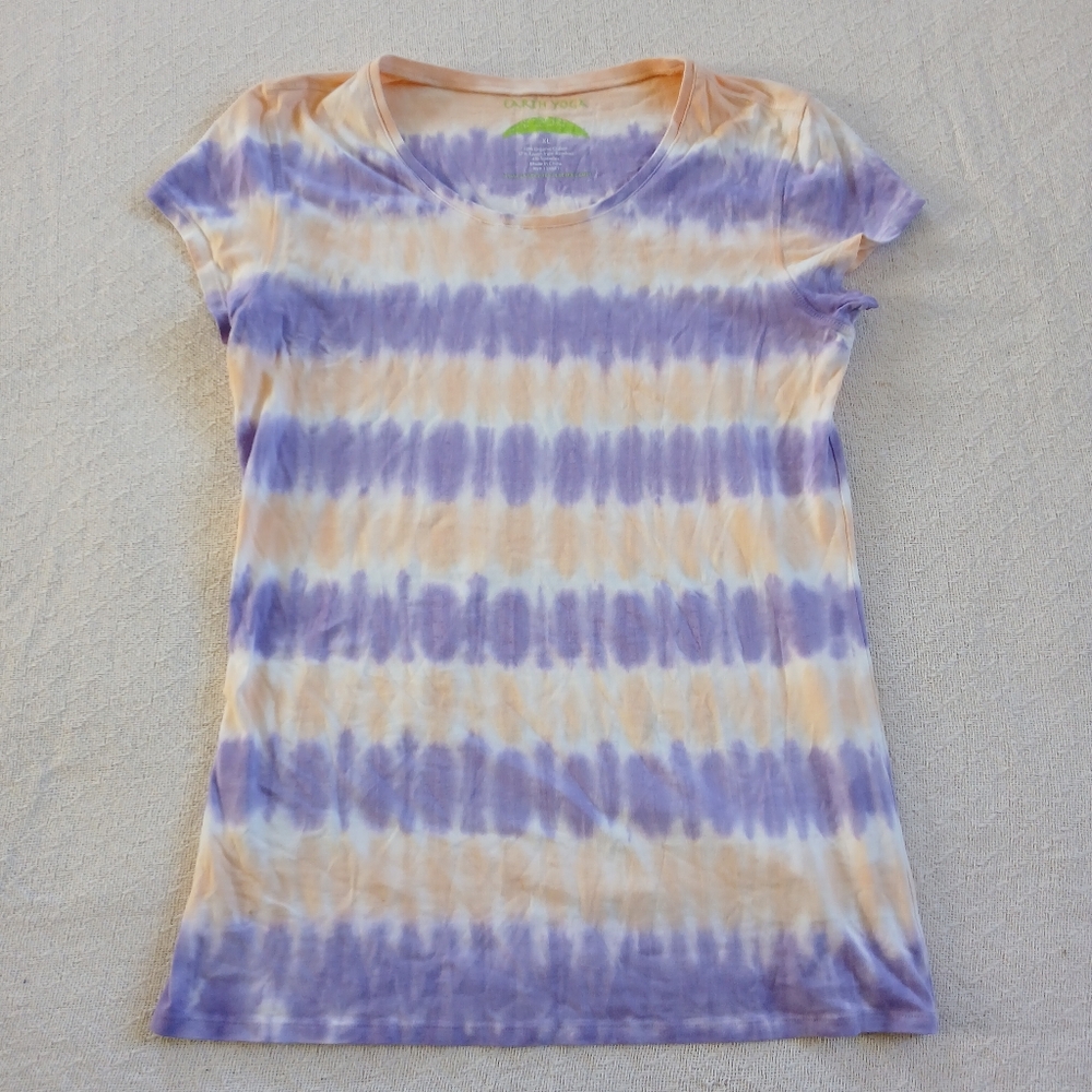 earth yoga ♡ organic cotton tee shirt xl womens tie dye pastel boho fairy goth